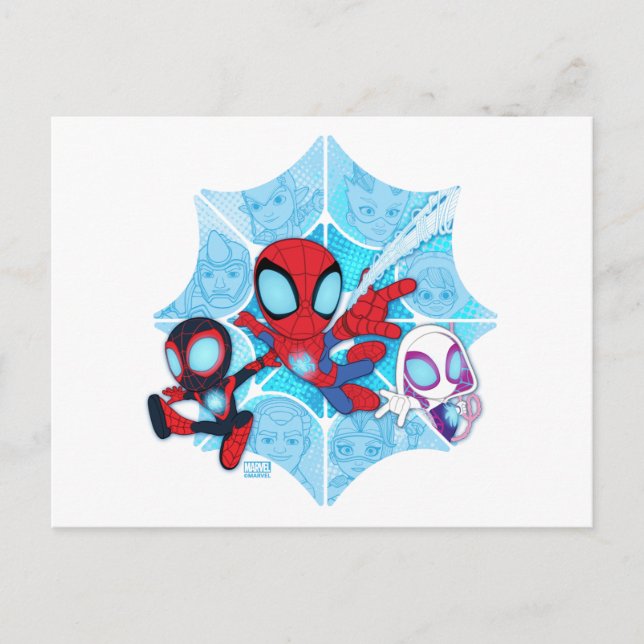 Carte Postale Équipe Spidey sur la toile des méchants (Devant)