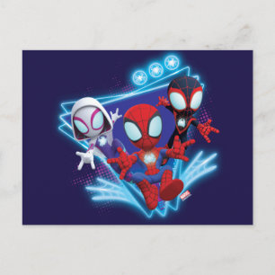 Carte Postale Équipe Spidey Triangle Lumière Toiles Graphique Lu