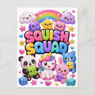 Carte Postale Équipe Squish Arc-en-Ciel Pailleté Panda Licorne M