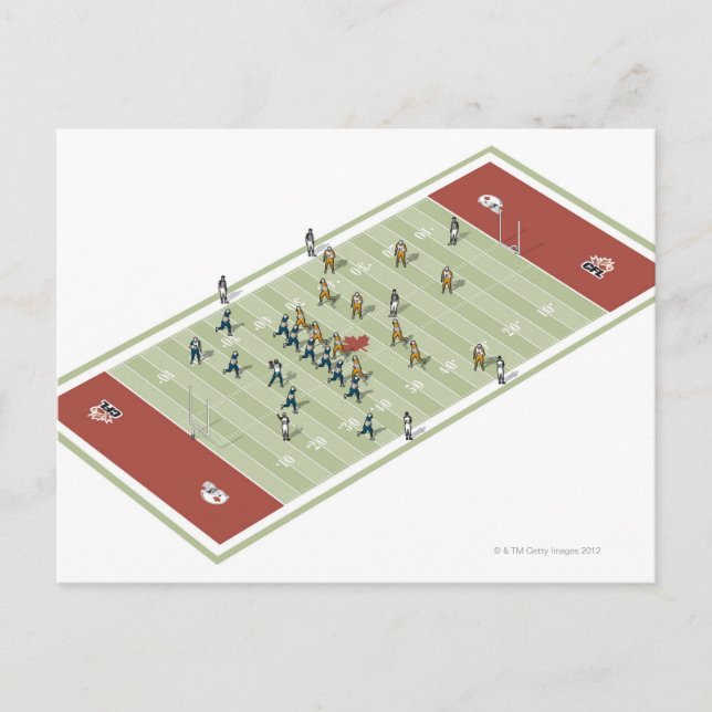 Carte Postale Équipes sur le terrain de football canadien (Devant)