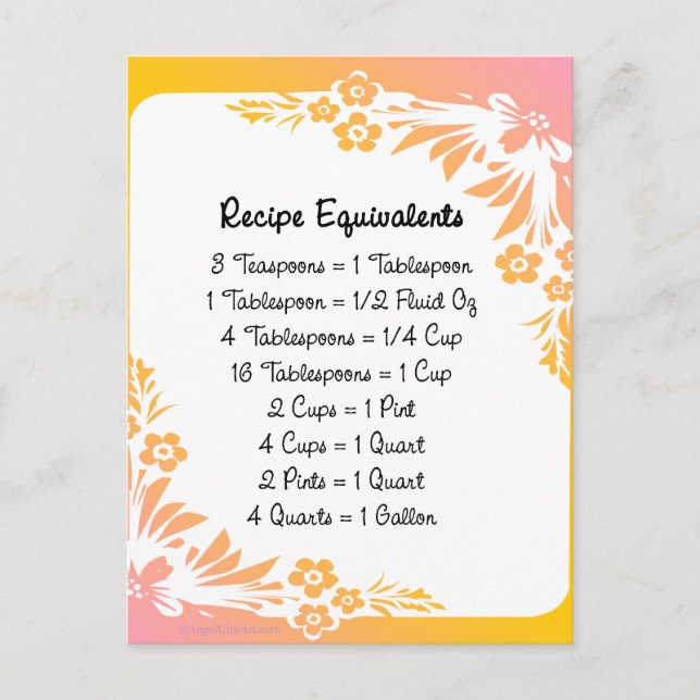 Carte Postale Équivalents de recette Pastel Floral (Devant)