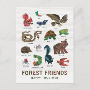Carte Postale Eric Carle   Les amis de la forêt heureux ensemble