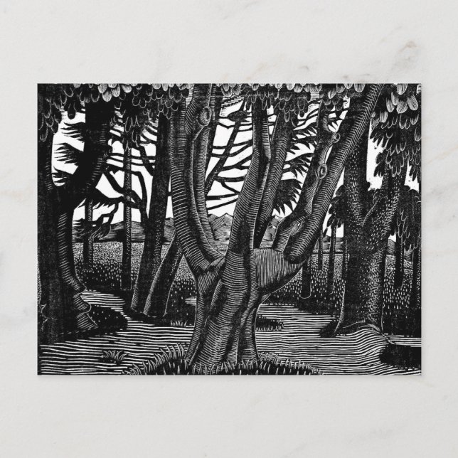Carte Postale Eric Ravilious Art, Woodland Outdoor Florence, (Devant)