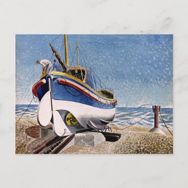 Carte Postale Eric Ravilious - Bateau à vie à Adelburgh, fine ar (Devant)
