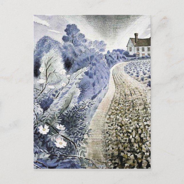 Carte Postale Eric Ravilious - Ferme et champ (Devant)