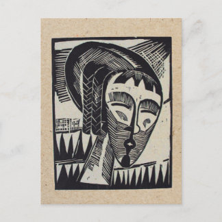 Carte Postale Erich woodcut post card