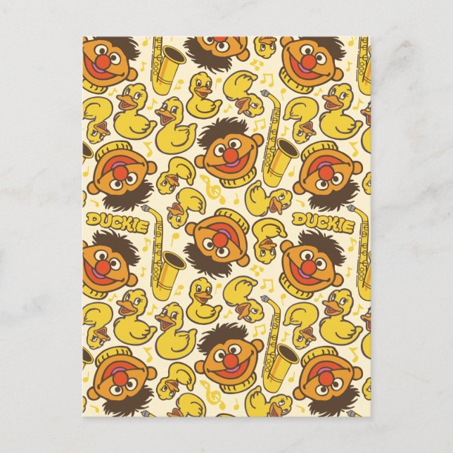 Carte Postale Ernie et le Motif en caoutchouc Duckie (Devant)