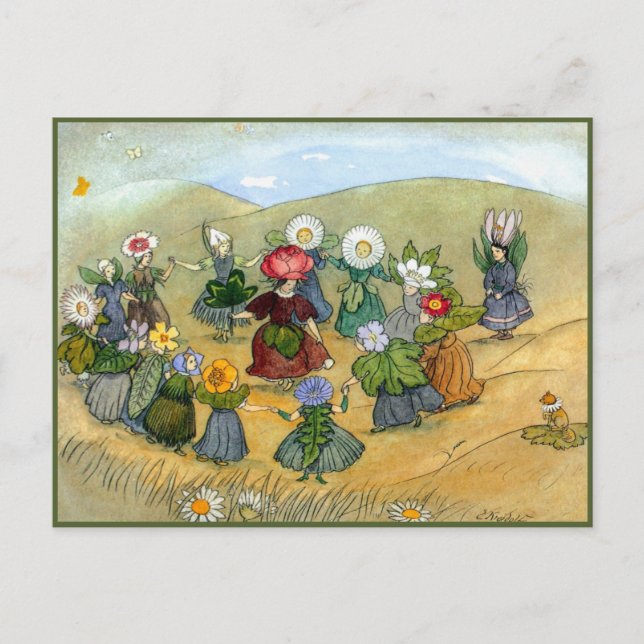 Carte Postale Ernst Kreidolf Cercle autour de la Rosy (Devant)