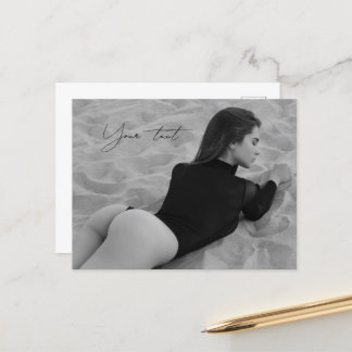 Carte Postale Érotique, BW, Sable, Plage, Corps de femme, Fétich