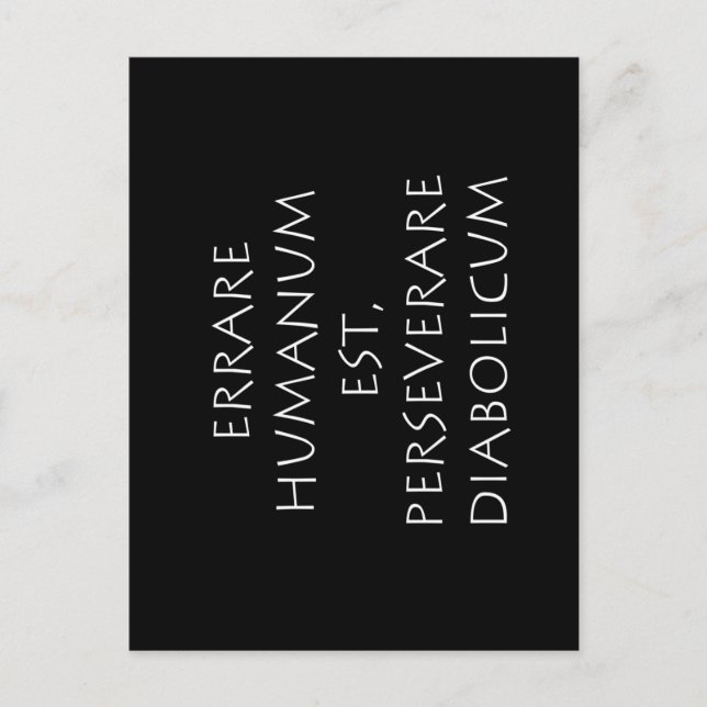 Carte Postale Errare humanum est perseverare diabolicum (Devant)