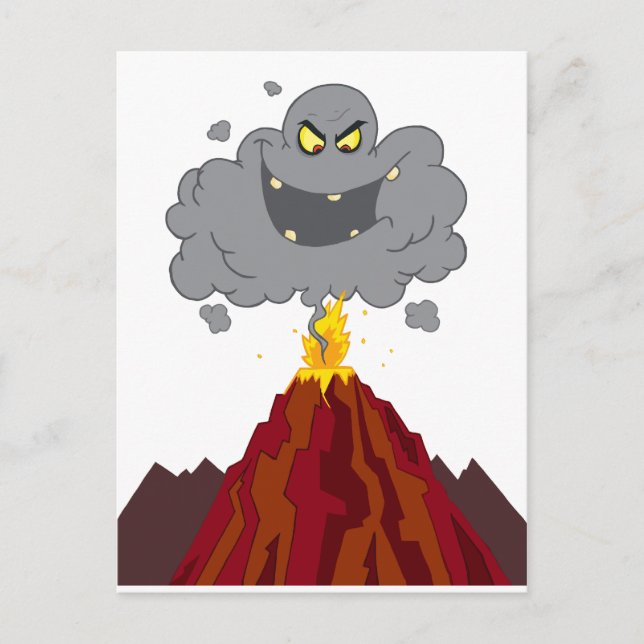 Carte Postale Éruption Du Volcan Avec Le Noir Un Nuage Noir (Devant)