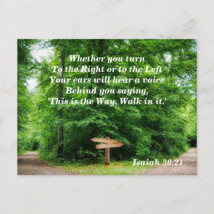 Carte Postale Ésaïe 30:21 C'est le chemin, verset biblique