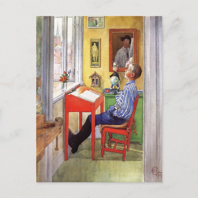 Carte Postale Esbjorn Faire ses devoirs par Carl Larsson (Devant)