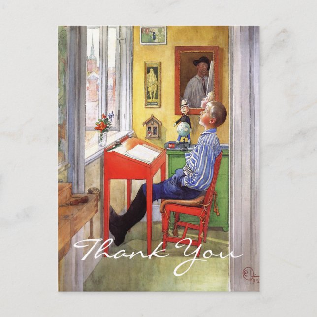 Carte Postale Esbjorn Faire ses devoirs par Carl Larsson (Devant)