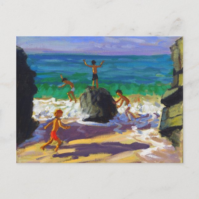 Carte Postale escalade rochers Porthmeor beach St Ives 2013 (Devant)