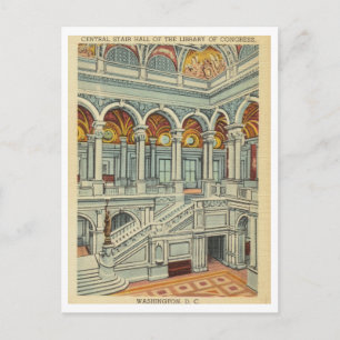 Carte Postale Escalier vintage de la Bibliothèque du Congrès