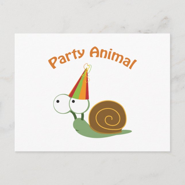 Carte Postale Escargot animal de fête (Devant)