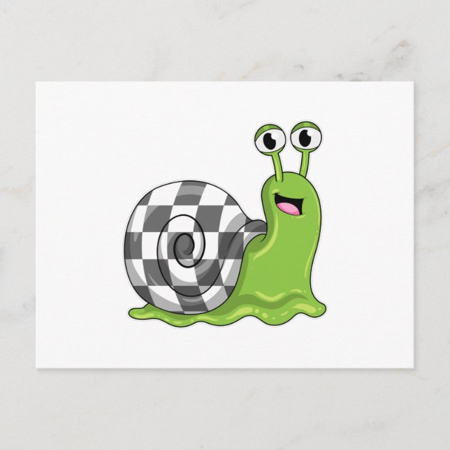 Carte Postale Escargot aux échecs avec échiquier (Devant)