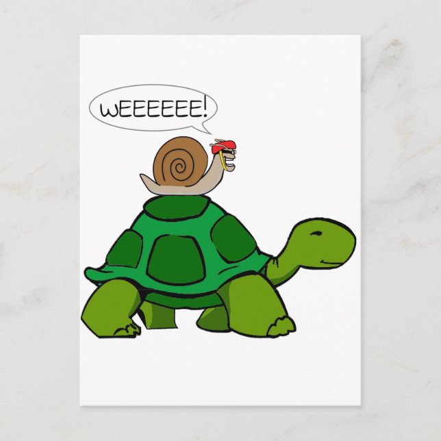 Carte Postale Escargot et tortue - Turbo Duo (Devant)