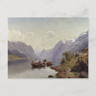 Carte Postale Escorte nuptiale sur le fjord Hardanger, 1865
