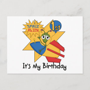 Carte Postale Espace Alien 1er Anniversaire Tshirts et cadeaux