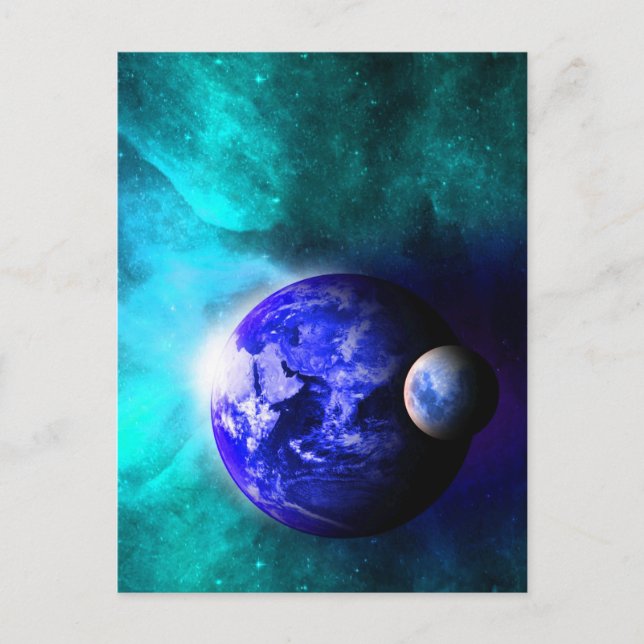 Carte Postale Espace Lune Bleue (Devant)