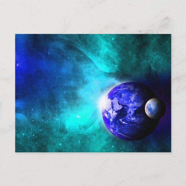 Carte Postale Espace Lune Bleue (Devant)