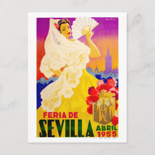 Carte Postale Espagne 1955 Séville Avril Fair Poster