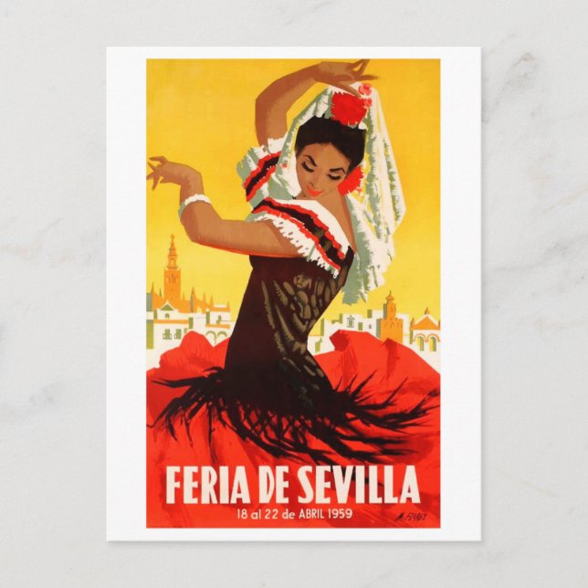 Carte Postale Espagne 1959 Séville April Fair Poster (Devant)
