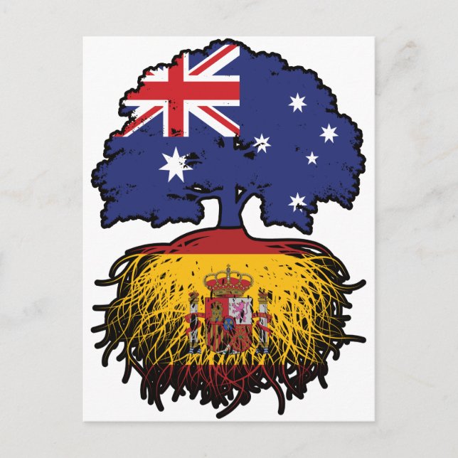 Carte Postale Espagne Australie Australie drapeau des racines de (Devant)