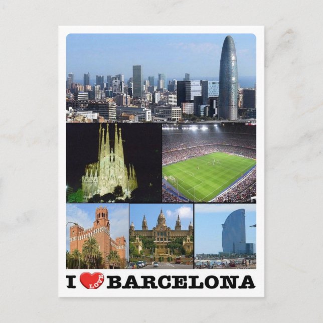 Carte Postale Espagne - Barcelone - I Love - (Devant)