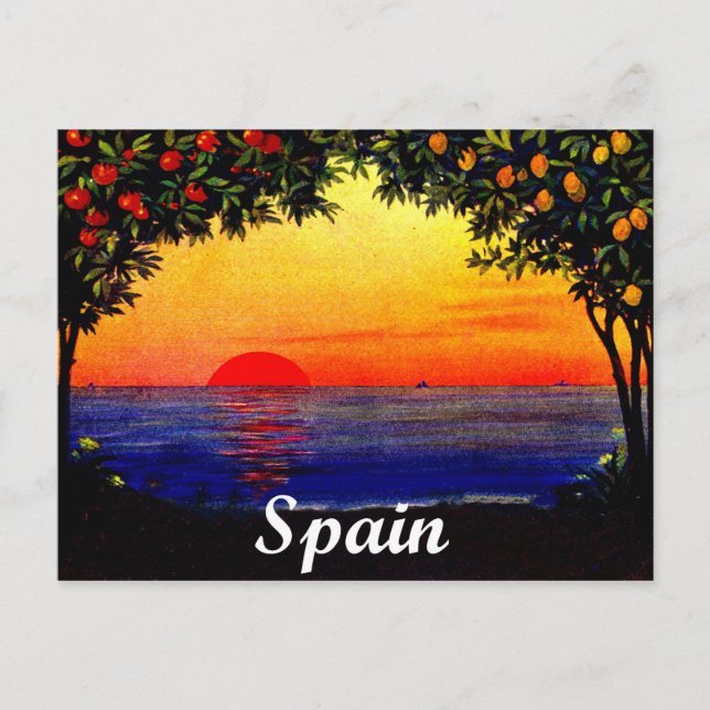 Carte Postale Espagne, coucher de soleil romantique d'été sur la (Devant)