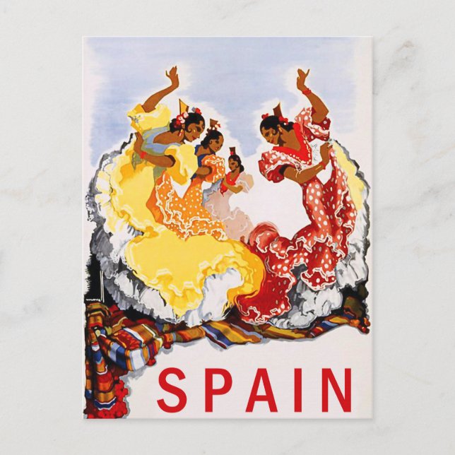 Carte Postale Espagne, danse traditionnelle, femme, voyage vinta (Devant)