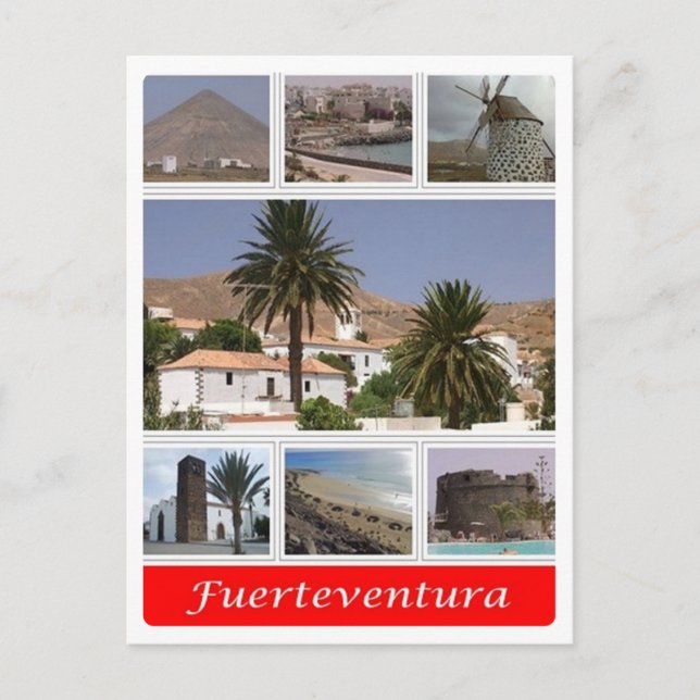 Carte Postale Espagne - Îles Canaries - Fuerteventura - mosaïque (Devant)