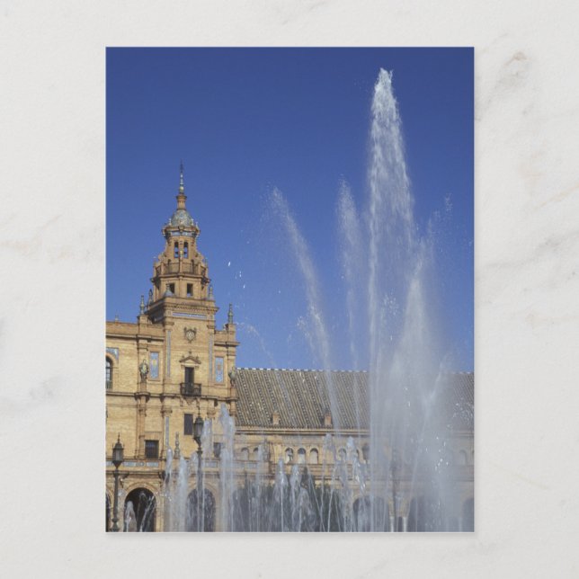 Carte Postale Espagne, Séville, Fontaine d'Andalousie et orné (Devant)