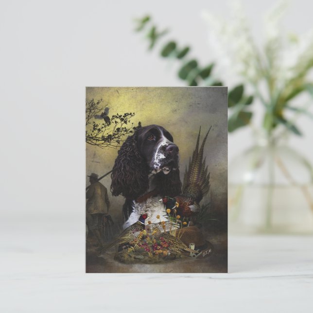 Carte Postale Espagnol Springer anglais avec faisan (Debout devant)