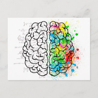 Carte Postale esprit cerveau psychologie idée coeurs