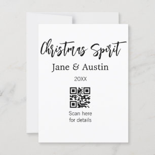 Carte Postale esprit de Noël nom du couple marié date de scan QR