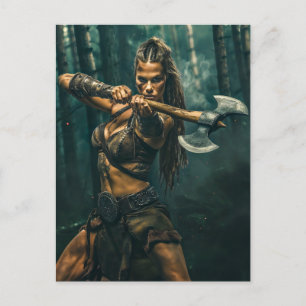 Carte Postale Esprit guerrier de la femme viking canalisation
