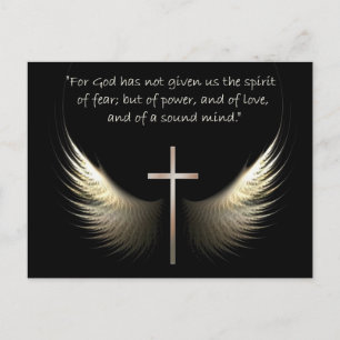 Carte Postale Esprit Saint Ailes avec Croix et Écriture Verse