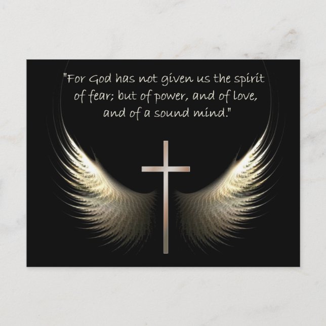 Carte Postale Esprit Saint Ailes avec Croix et Écriture Verse (Devant)