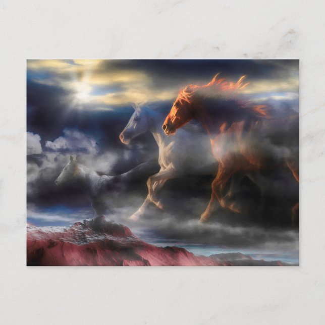 Carte Postale Esprits de Cheval Sauvages COURONT JUSQU'À DEMAIN (Devant)