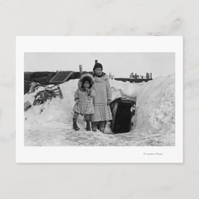 Carte Postale Esquimaux De L'Alaska À L'Extérieur De Leur Photo  (Devant)