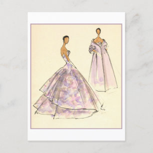 Carte Postale Esquisse de conception de mode du soir Gown