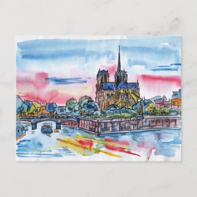 Carte postale esquisse de Paris (Devant)