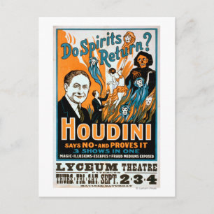 Carte Postale Est-ce que les esprits reviennent ? Houdini Dit NO