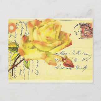 Carte postale estampillée rose jaune et rose