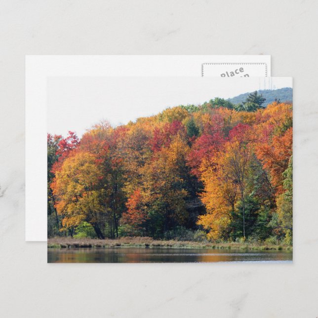 Carte Postale Étang de feuillage d'automne personnalisé (Devant / Derrière)