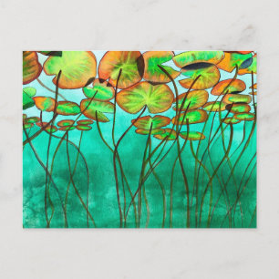 Carte Postale étang vert serein avec lilypads