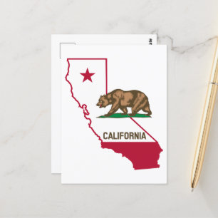 Carte Postale État de Californie Ours et drapeau